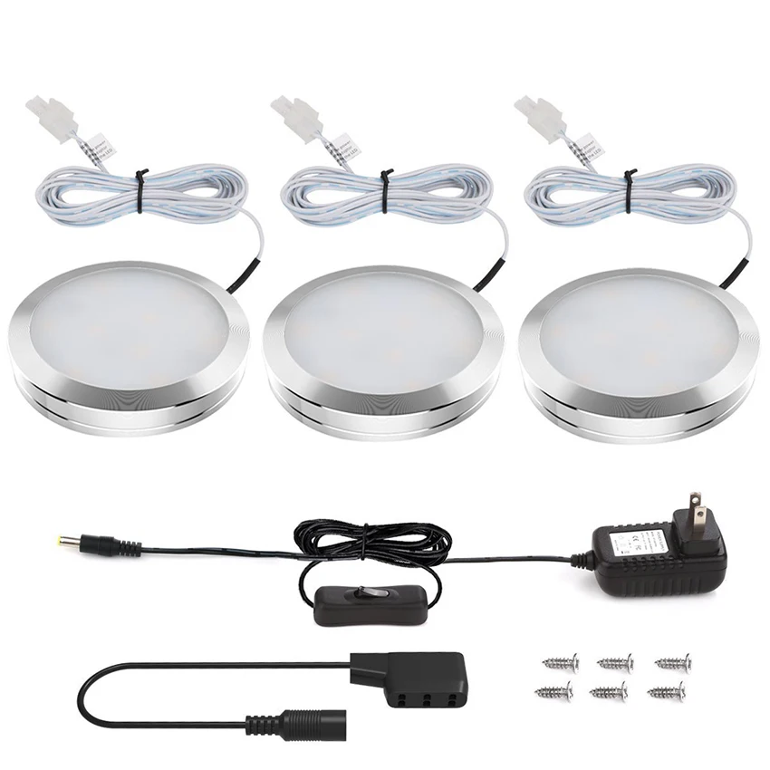  3/6PCS LED Under Cabinet Light 12V 2.5W Kitchen Closet Night lights Home wardrobe Counter Furniture - 32957357836
