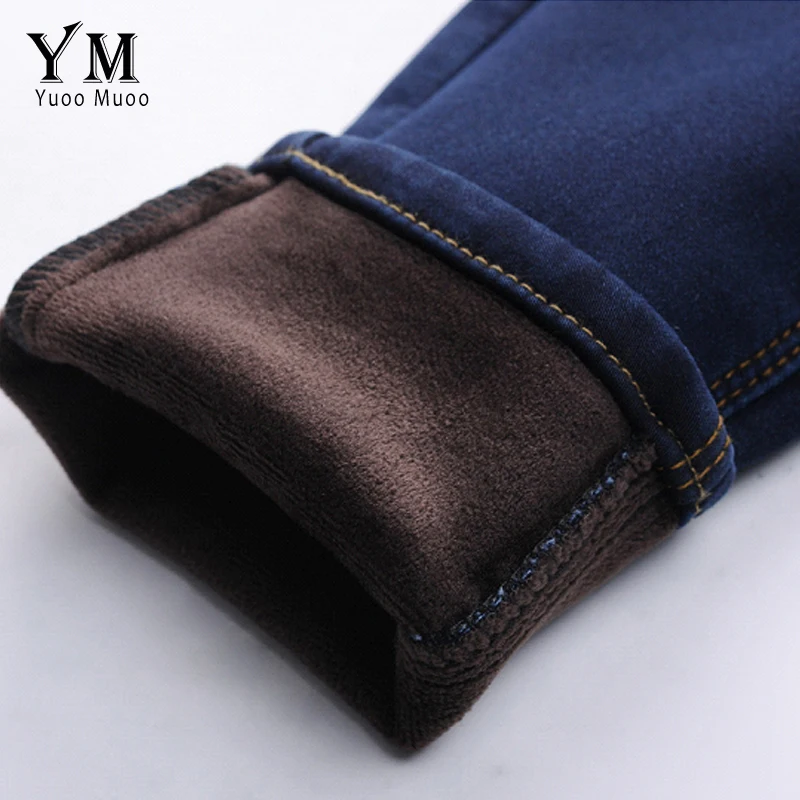 YuooMuoo New Velvet Thicken Warm Winter Jeans for Women Female Stretch Simple Pencil Jeans Femme High Street Fashion Denim Pants
