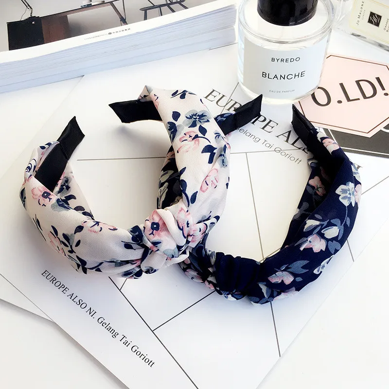 

Ruoshui Woman Boho Bezel Hairband Printed Knotted Soft Hairband For Girls Lady Hair Hoops Accessories Turban Handmade Haarband