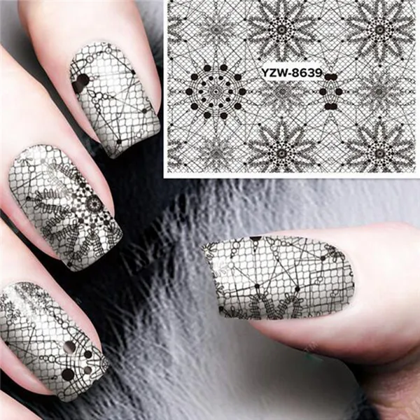 Buy 12 Designs Black & White Nail Art Sticker Adhesive