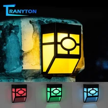 Светодиодный светильник на солнечной батарее, светильник для крыльца, RGB цвет, сменный наружный светильник, лампа на солнечной батарее, водонепроницаемый настенный светильник s Для дорожки, двора, сада