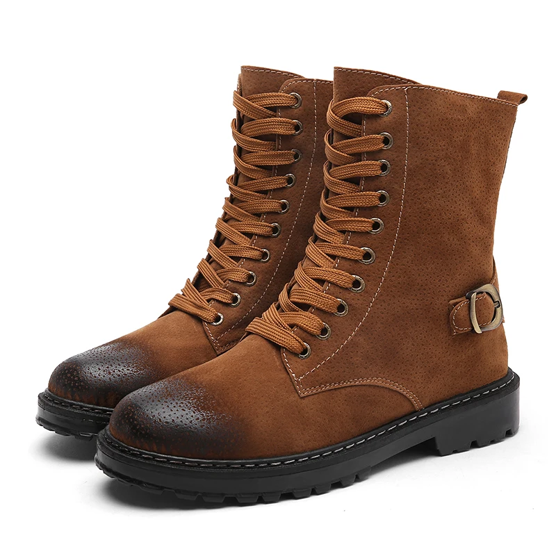 

Men Autumn Winter High Top Military Boots Men's Motorcycle Riding Hunting Casual Walking Shoe Designer desert work Botas Hombre