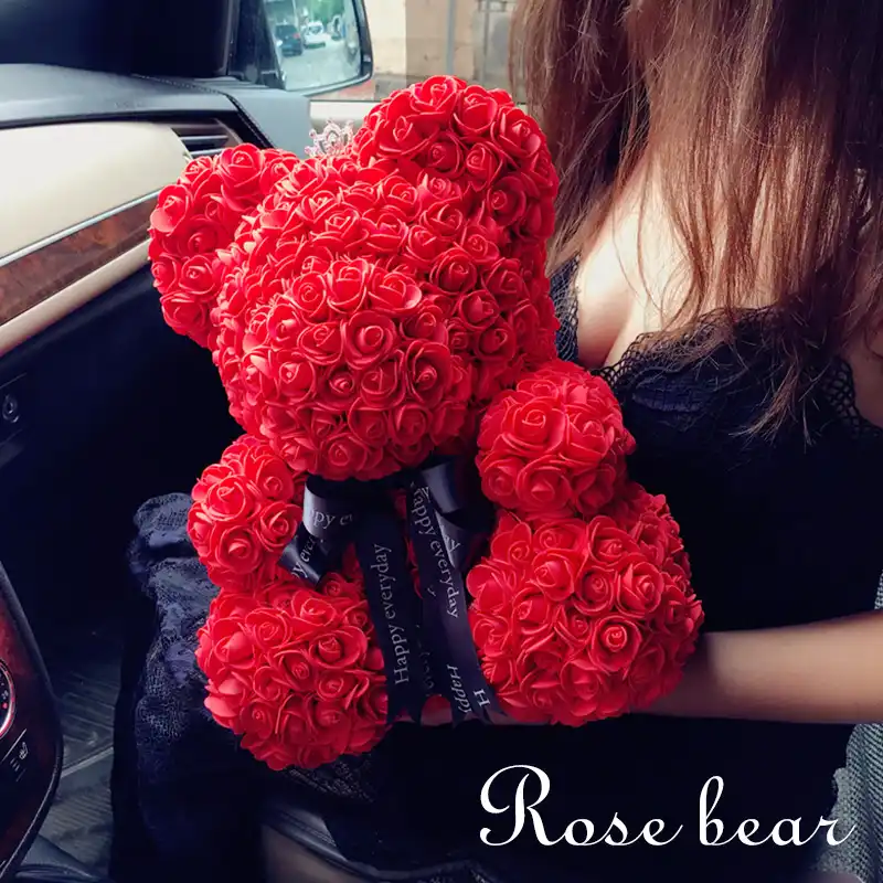 2019 Wholesale Cheap Red Rose Bear Wedding Valentines Decoration