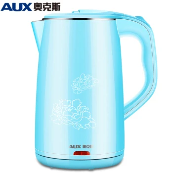 

304 Stainless Steel Electric Kettle Double-layer Anti-hot Water Boiler 1.8L Fast-heating Teapot Safety Auto-off Function Blue