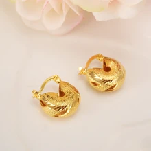 2 pares de pendientes de oro de Sudan para mujeres/niñas Joyería Árabe de Color dorado pendientes de aro africano de boda lindos dijes para niños regalos(China)
