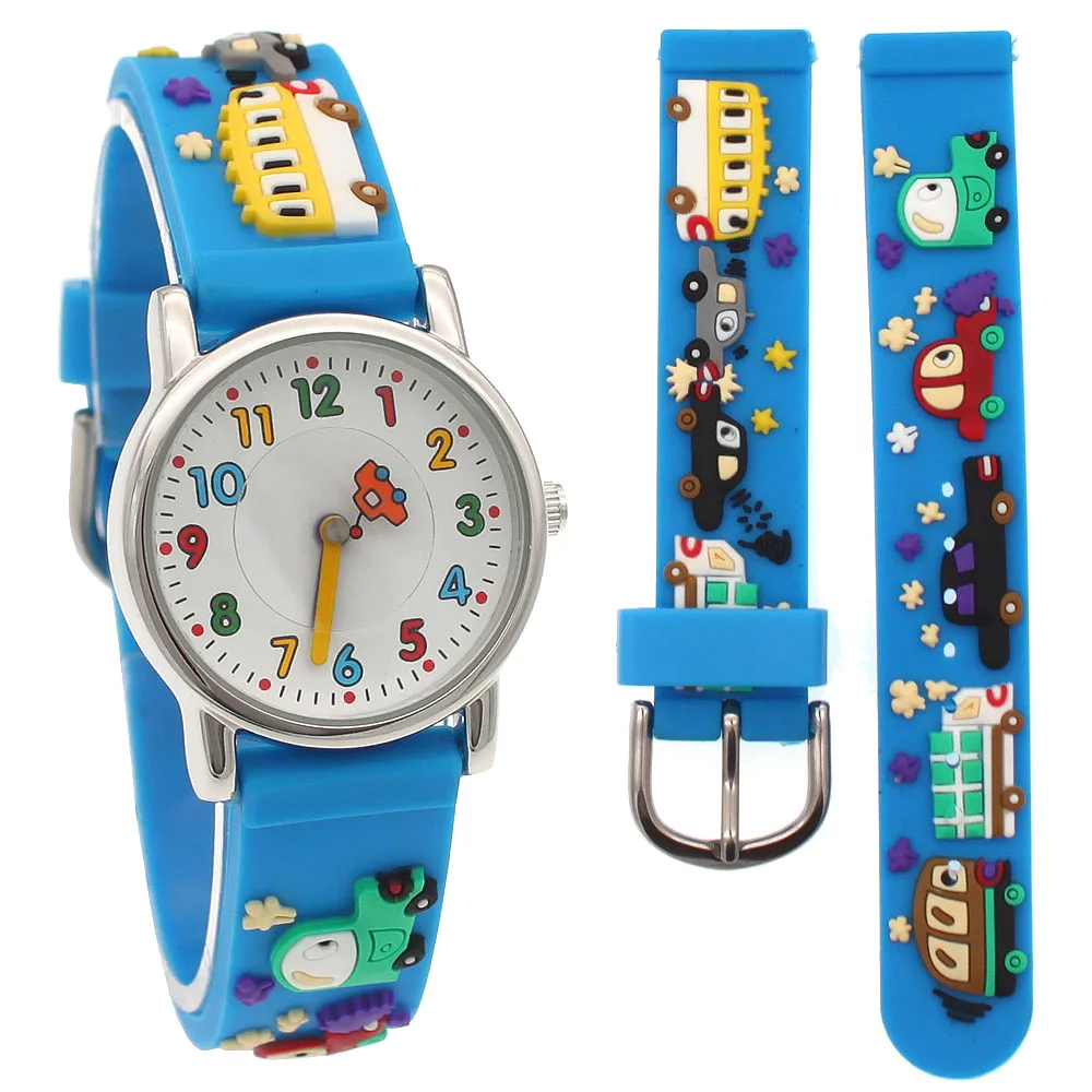 Chicas autobús de dibujos animados dinosaurio 3d reloj de silicona de niños Niña de cuarzo reloj de los niños deportes niños regalo, reloj a prueba de