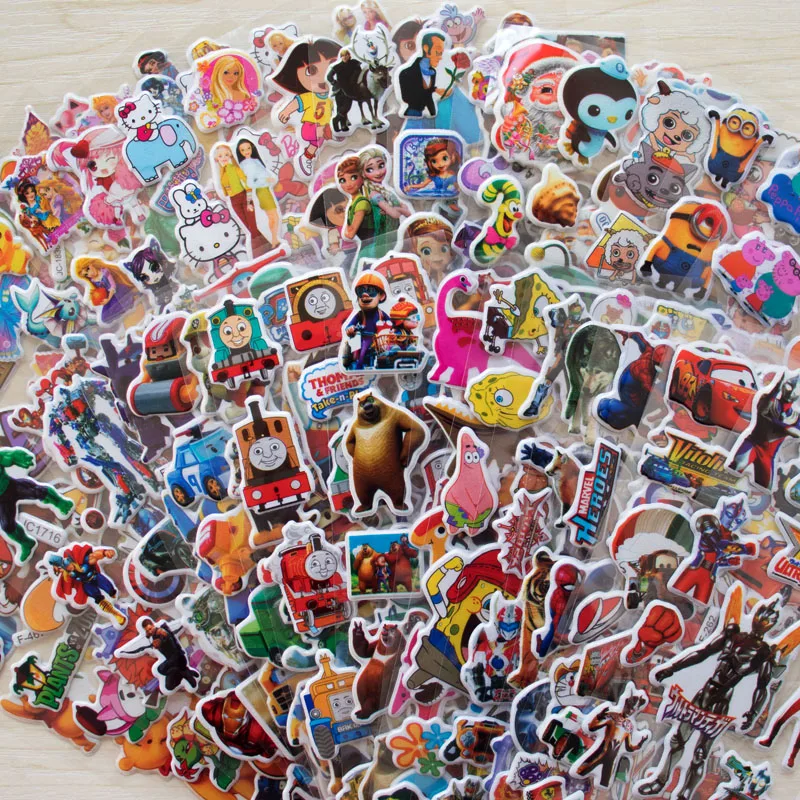 50 листов/партия 3D пышные объемные наклейки смешанные мультфильм Микки тачки Человек-паук водяные Poof DIY дети мальчик девочка игрушка Горячая Распродажа