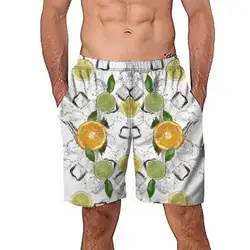 Мужские плавки Лето лимон арбуз фрукты Гавайи Прохладный быстросохнущая пляжные шорты ванный комплект боковые карманы сетчатой подкладк