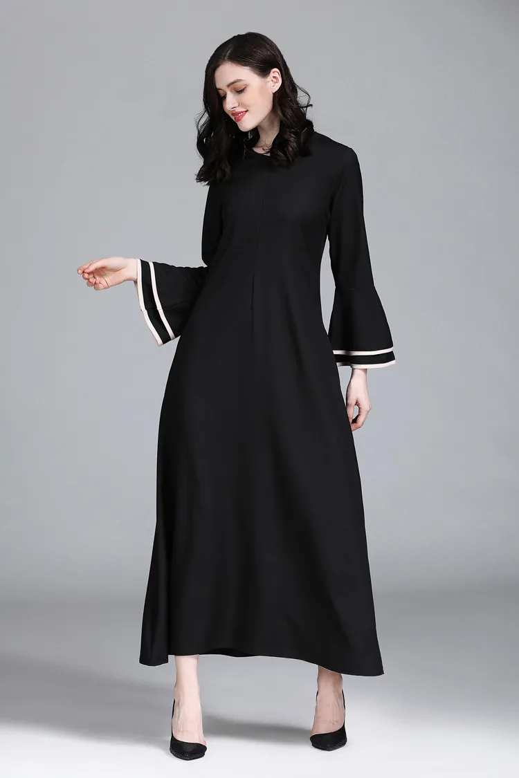 Повседневное мусульманский абайя с расклешенными рукавами платье макси молния юбка кимоно длинный халат платья Jubah Рамадан Ближний Восток