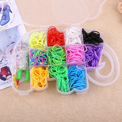 Милый комплект резиновых ткацких браслетов для детей, плетение браслетов разных цветов, 1 крючок+ 1 инструмент+ 12 зажимов, Набор браслетов - Окраска металла: Elephant
