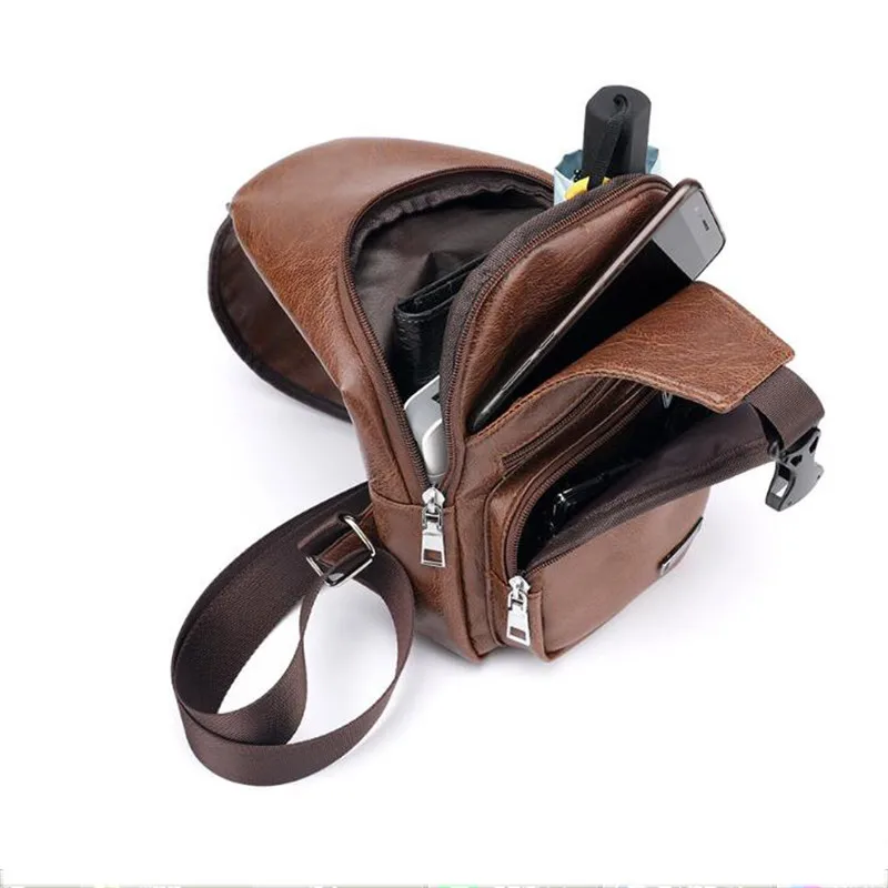 Новая мужская нагрудная сумка для путешествий, мужская сумка через плечо, сумка-мессенджер из искусственной кожи, сумки через плечо, диагональная USB посылка