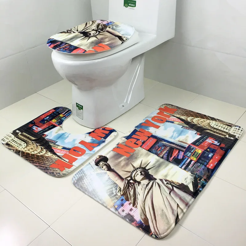 Европейский и американский стиль ванная комната туалет 3 шт./компл. Лондонский автобус Венеция Статуя Свободы печать коврик ковер