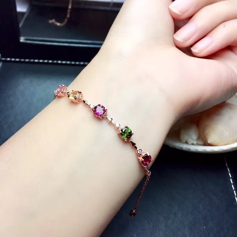 Натуральный красный рубин gem браслет из натурального драгоценного камня серебро 925 Мода lucky Круглый Стрелка женский свадебный подарок ювелирные украшения