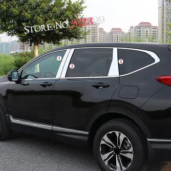 

6PCS/ Set Car-styling Window Pillar Posts Center Pillar Cover Trim for Honda CRV CR-V 2017 2018 Accessories!