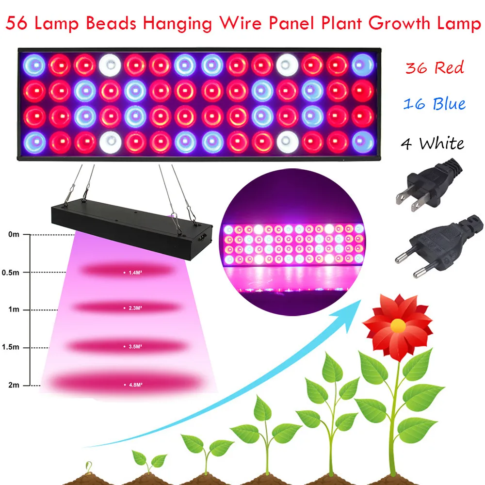 

56 Lamp Beads Hanging Wire Panel Plant Growth Lamp Greenhouse Seedling Plant LED Plant Light For Flower Tree Grow Garden Light