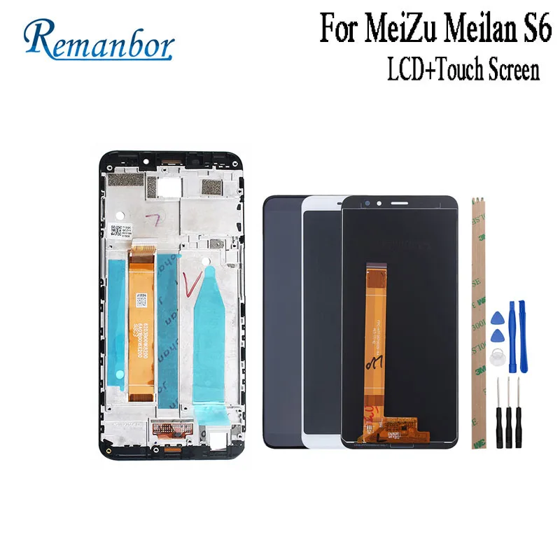 

Remanbor For MeiZu Meilan S6 LCD Display And Touch Screen With Frame Assembly Repair Parts For MeiZu Meilan M6S S6 With Tools