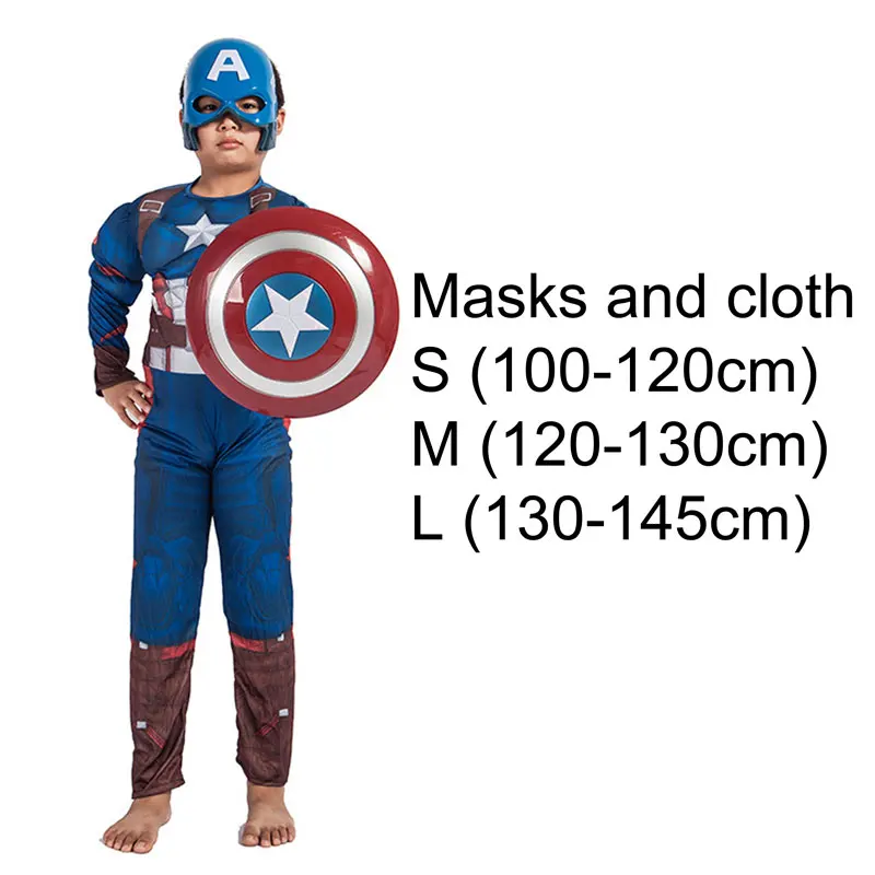 Черная пантера Человек-паук Бэтмен Тор Железный человек Капитан Америка Халк чудо-женщина Карнавальная маска ткань Хэллоуин костюм для детей