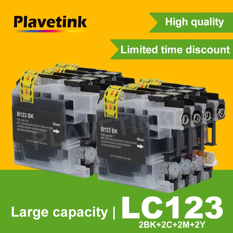 Plavetink LC123 LC-123 LC123XL совместимый чернильный картридж для принтера Brother MFC-J650DW MFC-J6720DW