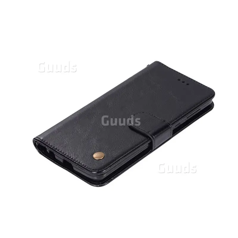 Luxury Retro Leather Wallet Case for Motorola Moto G6 - Black