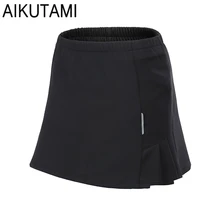 Женские теннисные шорты, юбка-брюки, двухслойная дышащая полиэфирная, анти-опорожненная, для фитнеса, спорта, шорты, юбки для бадминтона, велоспорта