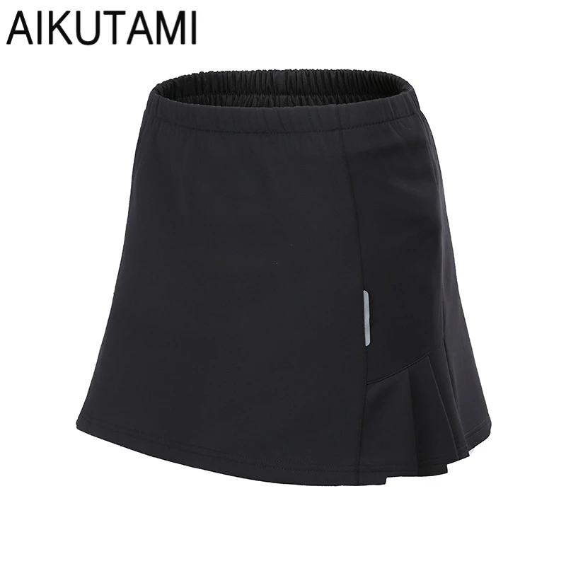 إمرأة تنس Skorts Pantskirt مزدوجة طبقة تنفس البوليستر مكافحة أفرغت اللياقة البدنية الرياضية السراويل التنانير الريشة الدراجات