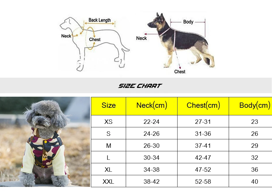 Kimhome Собака Одежда для собак Подпушка для небольших Товары для собак камуфляж зима теплая Водонепроницаемый Перо Мужские парки Пальто для средних и крупных Товары для собак