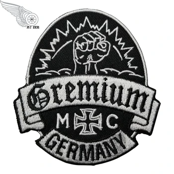 

Hot Sale 10pcs A Lot For Gremium Germany Embroidered Iron On Patch Heavy Metal Punk Motorcycle Embroidery Cloth Patches