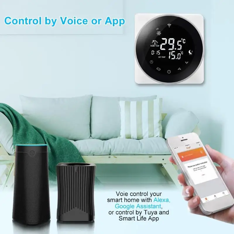Умный Wi-Fi контроллер температуры Термостат для Alexa/Google Home цифровой ЖК-экран контроллер температуры