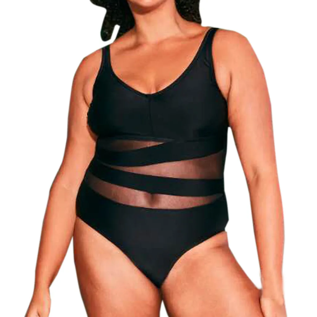 

swimsuit large size One-Piece Suits Women One Piece Push Up Mesh Bikini Beach Bathing Monokini Swimsuit Swimwear badpak dames