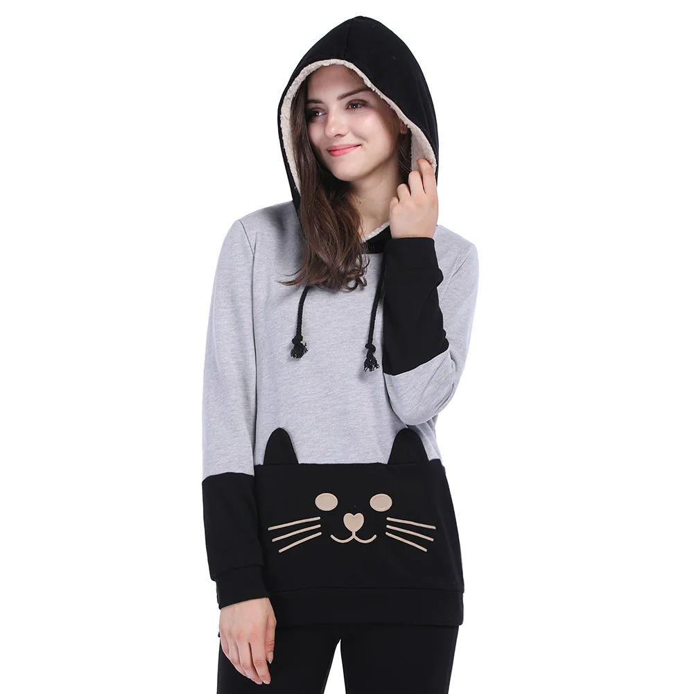 Cat Lovers Hoodies Cat Pet Hoodies For Casual Kangaroo Pullovers With Ears tail Sweatshirt Drop