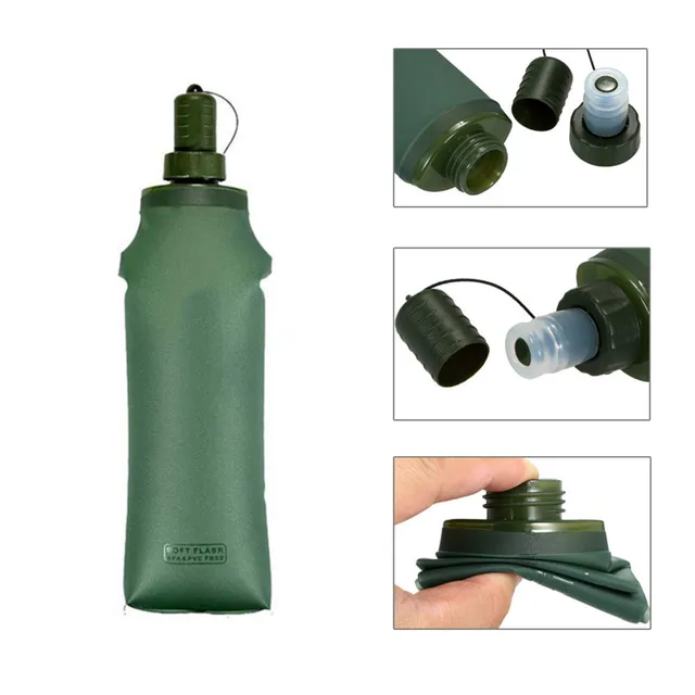 US $2.79 250ml 500ml TPU Outdoor Sport Bottle Hydro Soft Flask Collapsible Drink Water Bottle for Running Ca