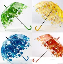 Transparent Clear Umbrella Cherry blossom Mushroom Apollo Sakura maple Leaves Cage rainy Umbrellas romatic wedding umbrella gift