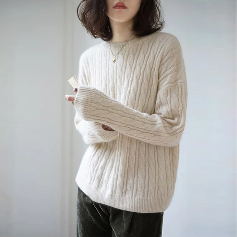 Gejas Ainyu 2020Autumn Winter The New Women's sweater Round neck Loose Cashmere women pullover knitting | Женская одежда