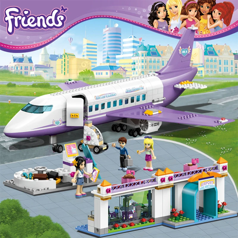 

701Pcs 79175 City Girls Friends Plane Airport Educational Building Blocks Toys For Children Gifts Compatible With Legoe