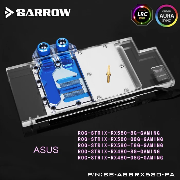 

Barrow BS-ASSRX580-PA LRC RGB v1/v2 Full Cover Graphics Card Water Cooling Block for ASUS ROG STRIX RX580/RX480