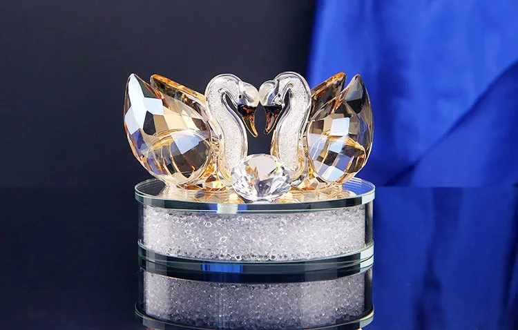 Прозрачное/Шампанское пара стекло кристалл лебедь с прозрачным домашнее украшение с бриллиантами свадебный подарок на день Святого Валентина DEC136