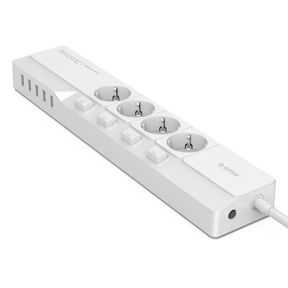 

General USB Power Strip Home EU Surge Protector with 4 AC 4/5 USB Port 40W Chargers EU Socket 2500W Power Sockets for ORICO