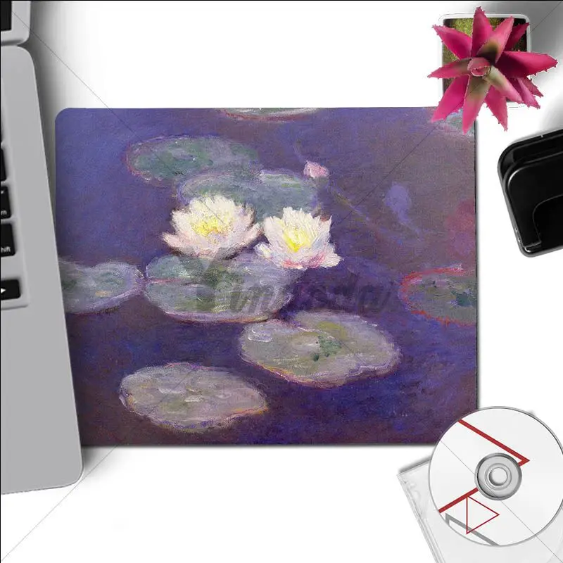 Коврик для мыши Yinuoda Monet Garden Lotus, компьютерный коврик, размер для 180x220x2 мм и 250x290x2 мм, маленький коврик для мыши - Цвет: No Lock Edge25x29cm