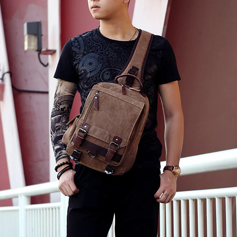 

1Pcs High Quality Casual Men Unisex Retro Canvas Travel Chest Pack Shoulder Bag Crossbody s Messenger