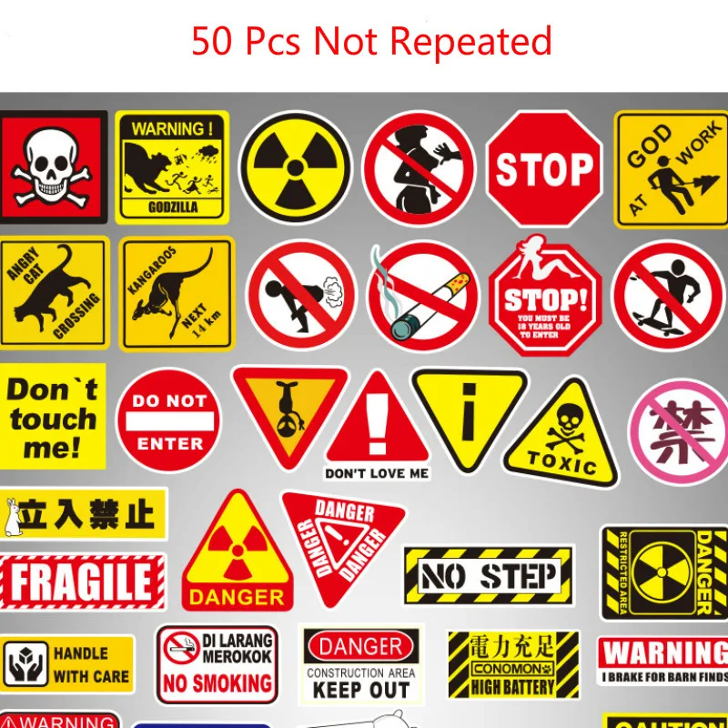 50Pieces/set Warning sign SQL Programming Geek Hacker Bitcoin developer Language APP Logo Funny Laptop Phone waterproof Sticker