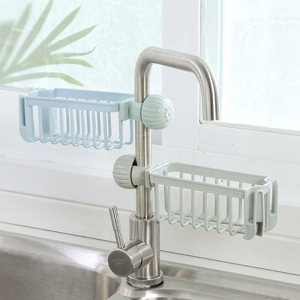 

Kitchen Sink Faucet Sponge Soap Cloth Drain Rack Storage Organizer Holder Shelf Home Office Storage