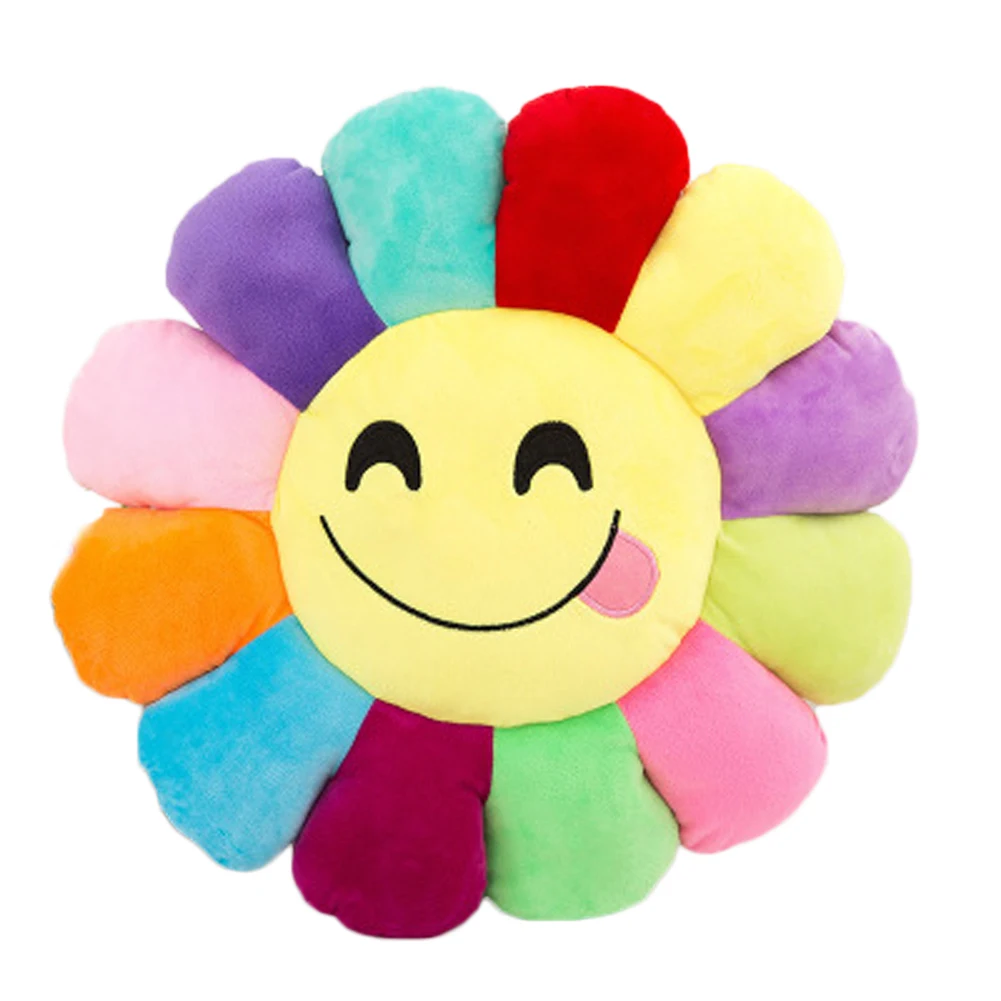 

New Colorful flowers Sunflowers QQ Expression Plush Toy Pillow Toys 30CM