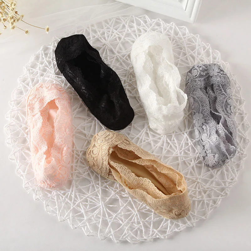 6 пар носков женские кожаные подследники невидимые тонкие кружевные носки прозрачные ZJWZ-004