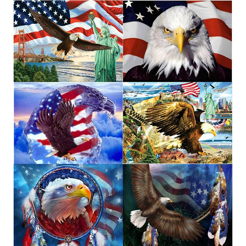 

Eagle Full Square&round 5D DIY Diamond Painting Flag And Animal Picture Diamond Embroidery Cross Stitch Mosaic Sticker Gift XY1