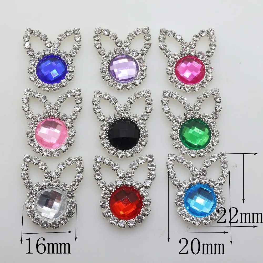 

Fashion 10Pc 20*22mm Rabbit ears button Acrylic rhinestone brass Button Wedding inviations decorate clothing beauty accessories