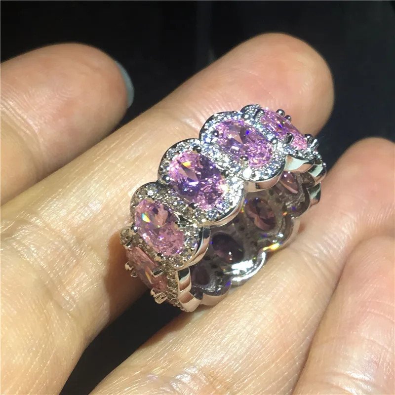 Женское Обручальное Кольцо Vecalon розовое кольцо из стерлингового серебра 925 пробы