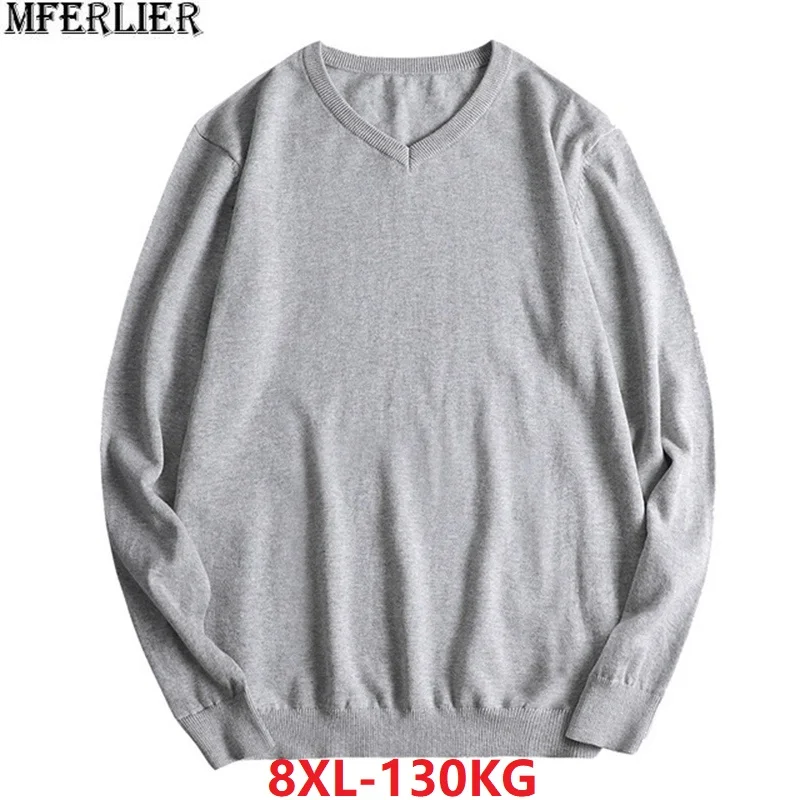 

winter men Sweater Knitting cotton Casual simple Pullovers Sweater Men plus large size big 7XL 8XL free loose Sweaters home red