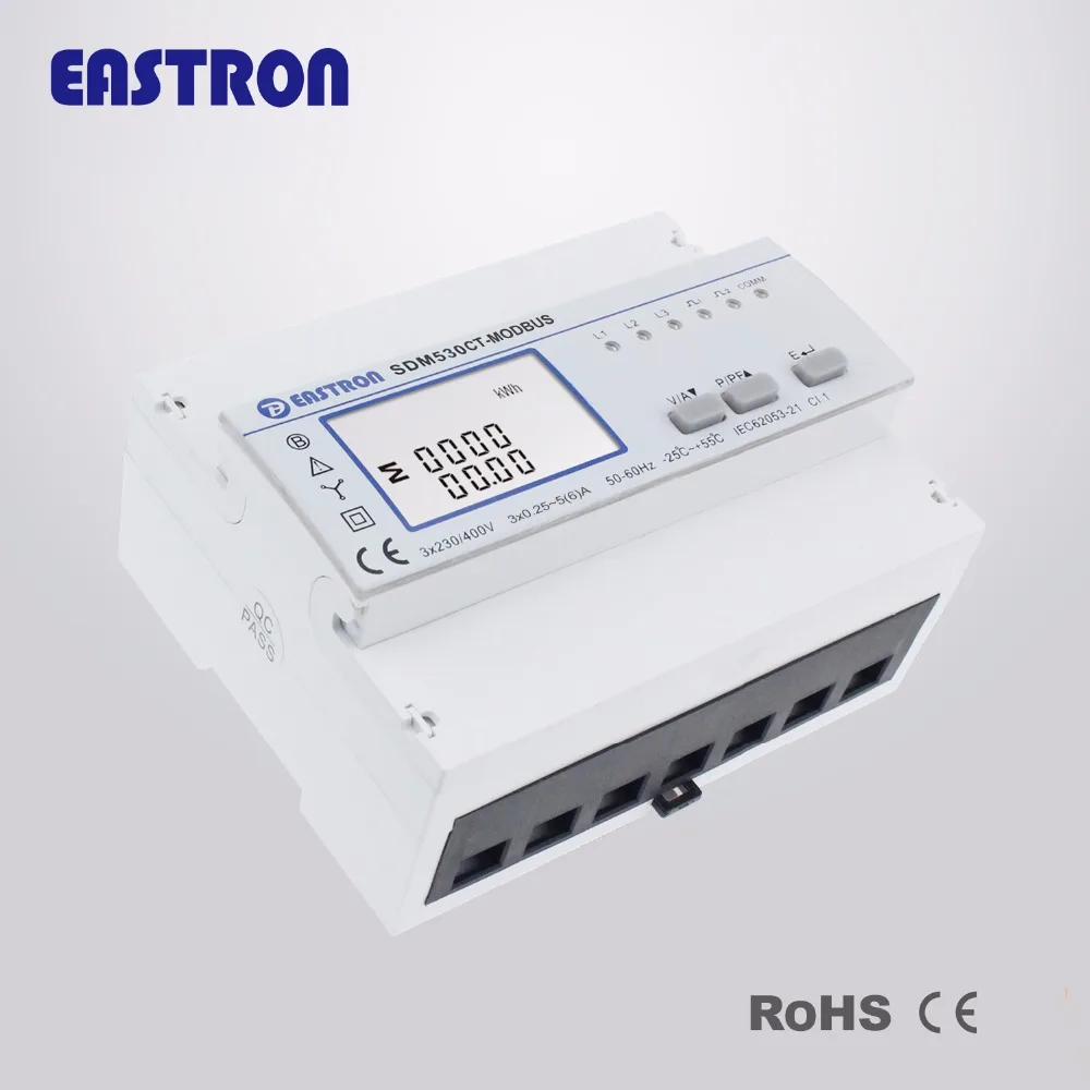 SDM530CT-Modbus+ 3 шт ESCT-T24 150/5A splitt Core CT. Многофункциональный анализатор мощности/счетчик энергии, 3p4w, Импульсный/Modbus выход