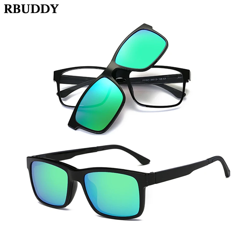 

RBUDDY Magnet Sunglasses Driver glasses Polarized Men High quality TR09 Frame Mirror Lens classic Retro driving glasses