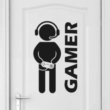 Gamer Room Wall Art Stickers Gamer Silhouette Gaming Decals Games Room boys bedroom Playstation Decorations
